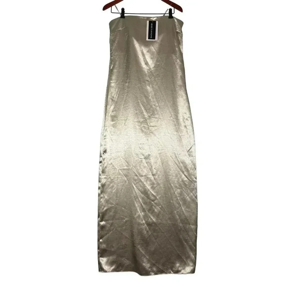 NWT SACHIN & BABI Anthropologie Stella Strapless Satin Gold Gown Coastal Size 6 - Picture 2 of 8